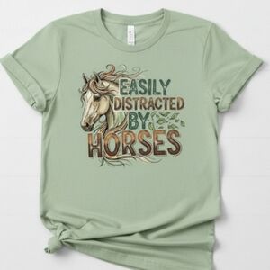 Easily Distracted by Horses Tee | Western Horse Graphic Shirt | Equestrian Gift